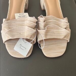 a new day Beige Ruffle Slide Mules